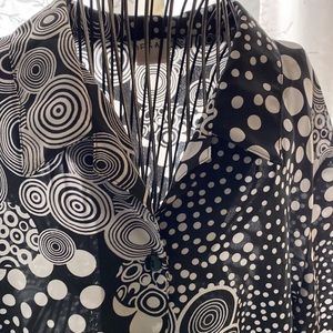 ~Regal~ XL Polyester Black & White Button Down Shirt